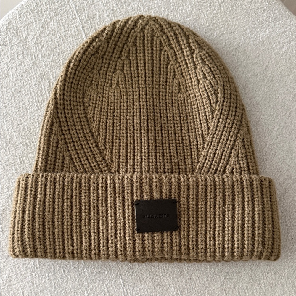 All Saints Olive Ribbed Beanie